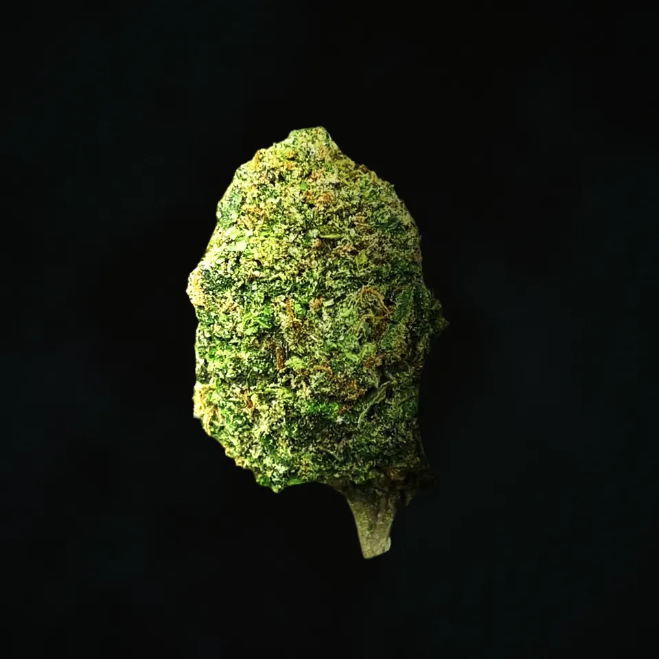 Candy Gas THCA flower, macro on black