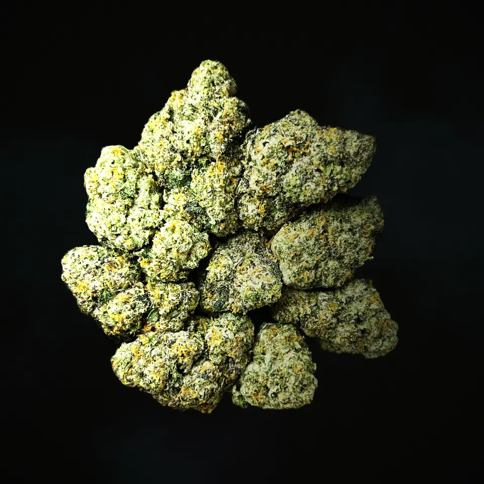 Cream Smoothie THCA flower, macro on black