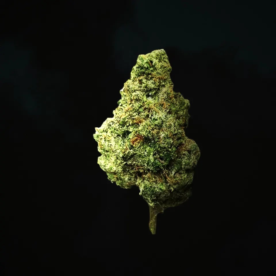 Donny Burger THCA flower, macro on black