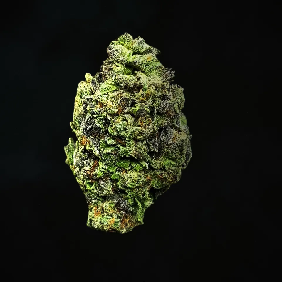 Gelato 45 THCA flower, macro on black