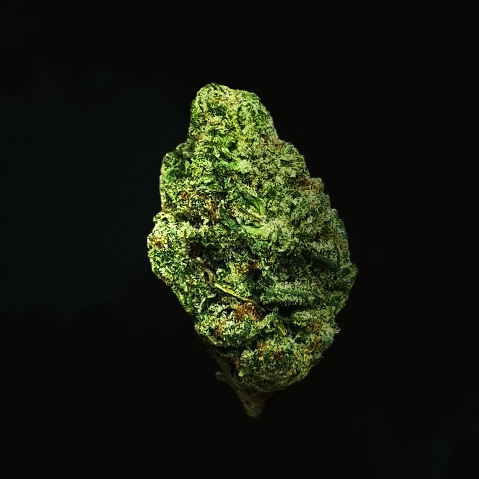 Gorilla Funk THCA flower, macro on black