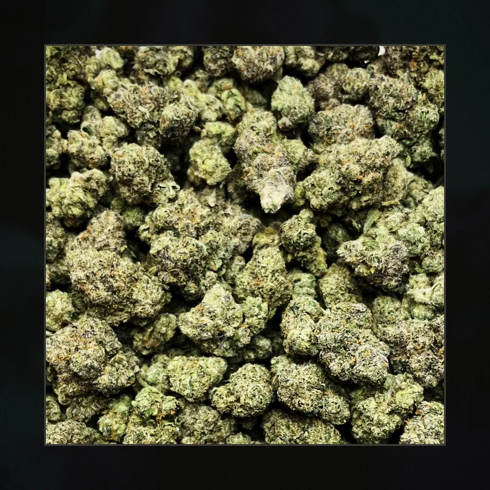 Lemon Cherry Gelato THCA flower, macro on black