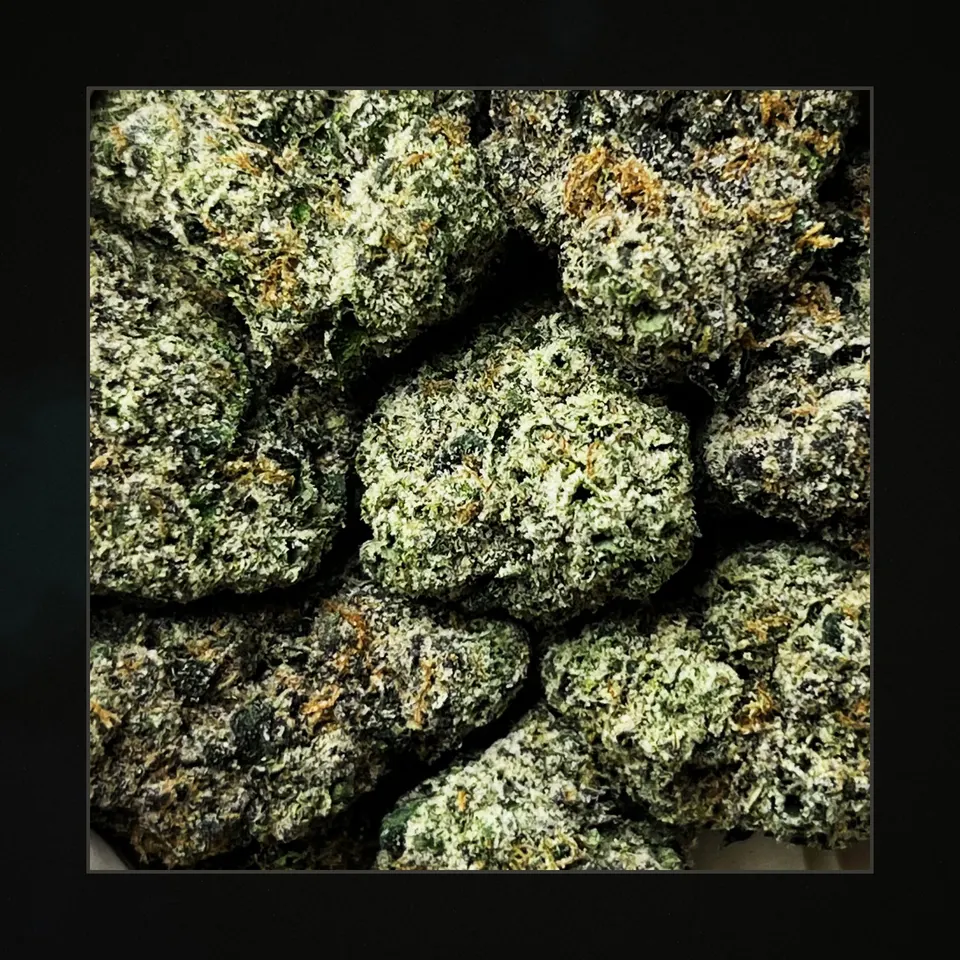 Lemon Cherry Gelato THCA flower, macro on black