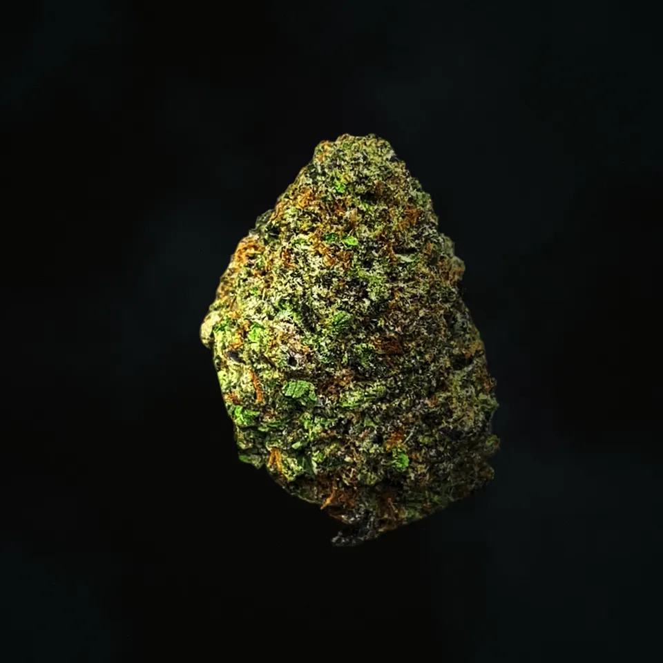 Peanut Butter THCA flower, macro on black