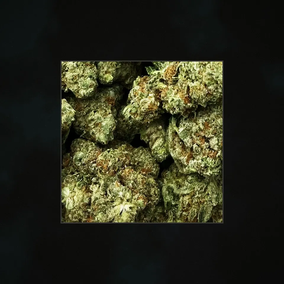 Pineapple Express THCA flower, macro on black