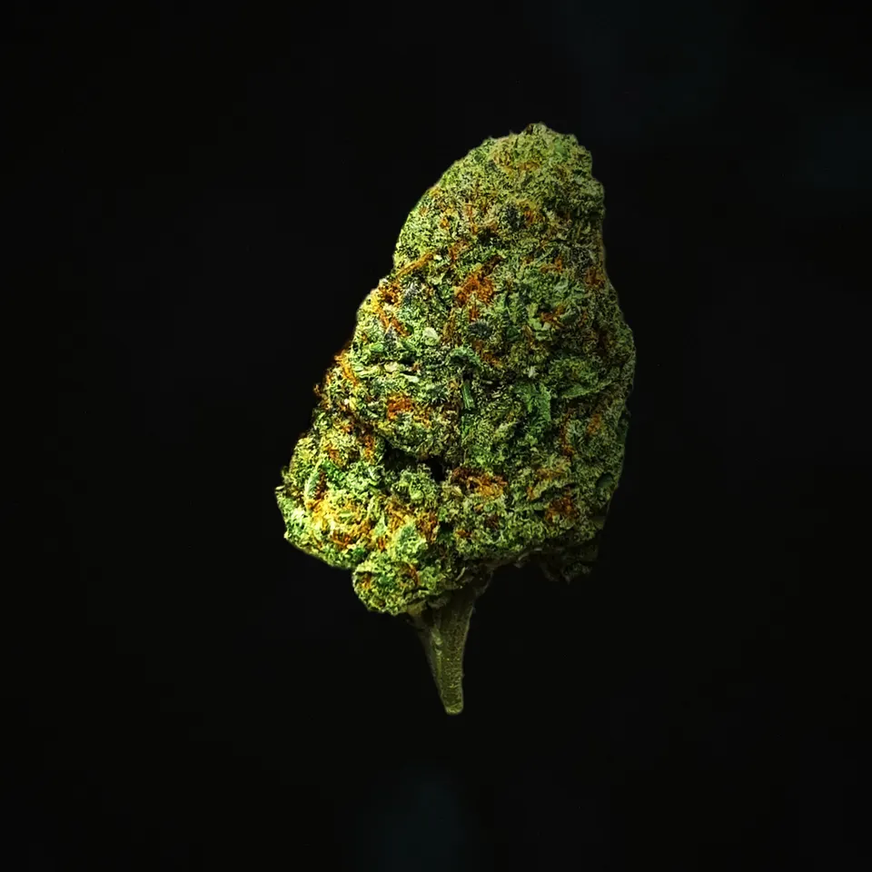 Pineapple Supreme THCA flower, macro on black