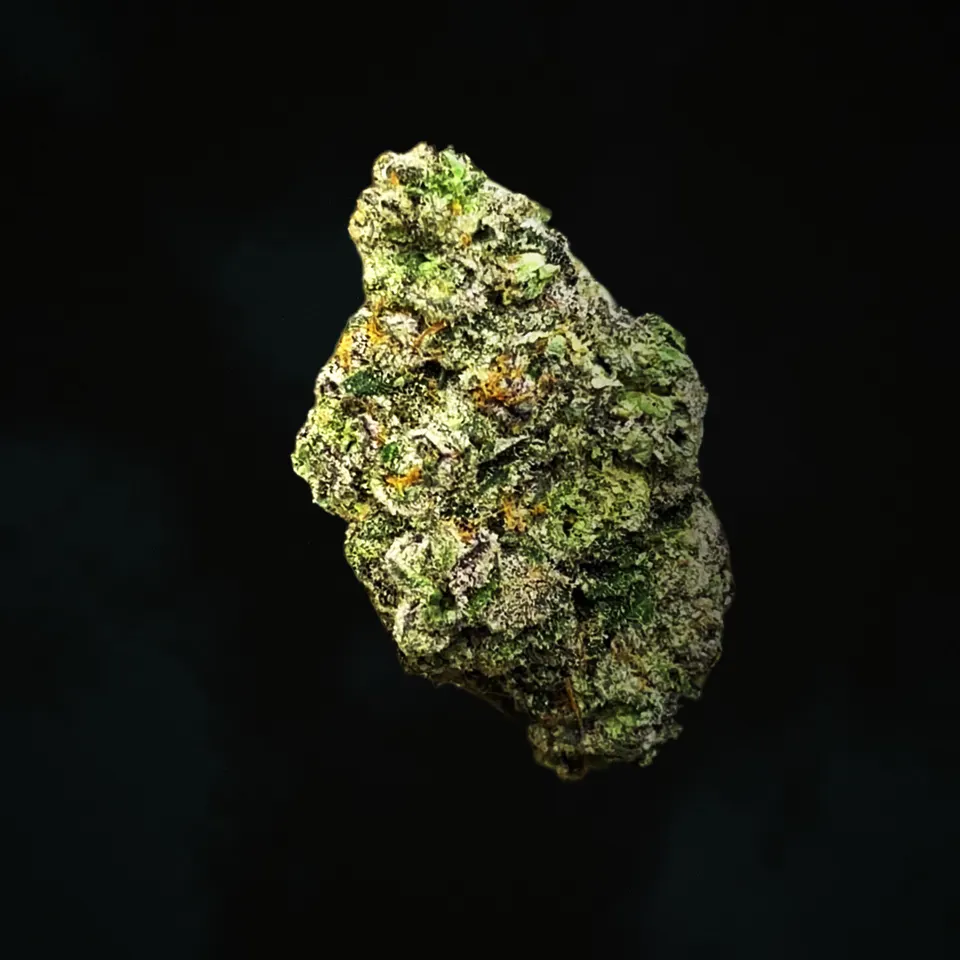 Platinum THCA flower, macro on black