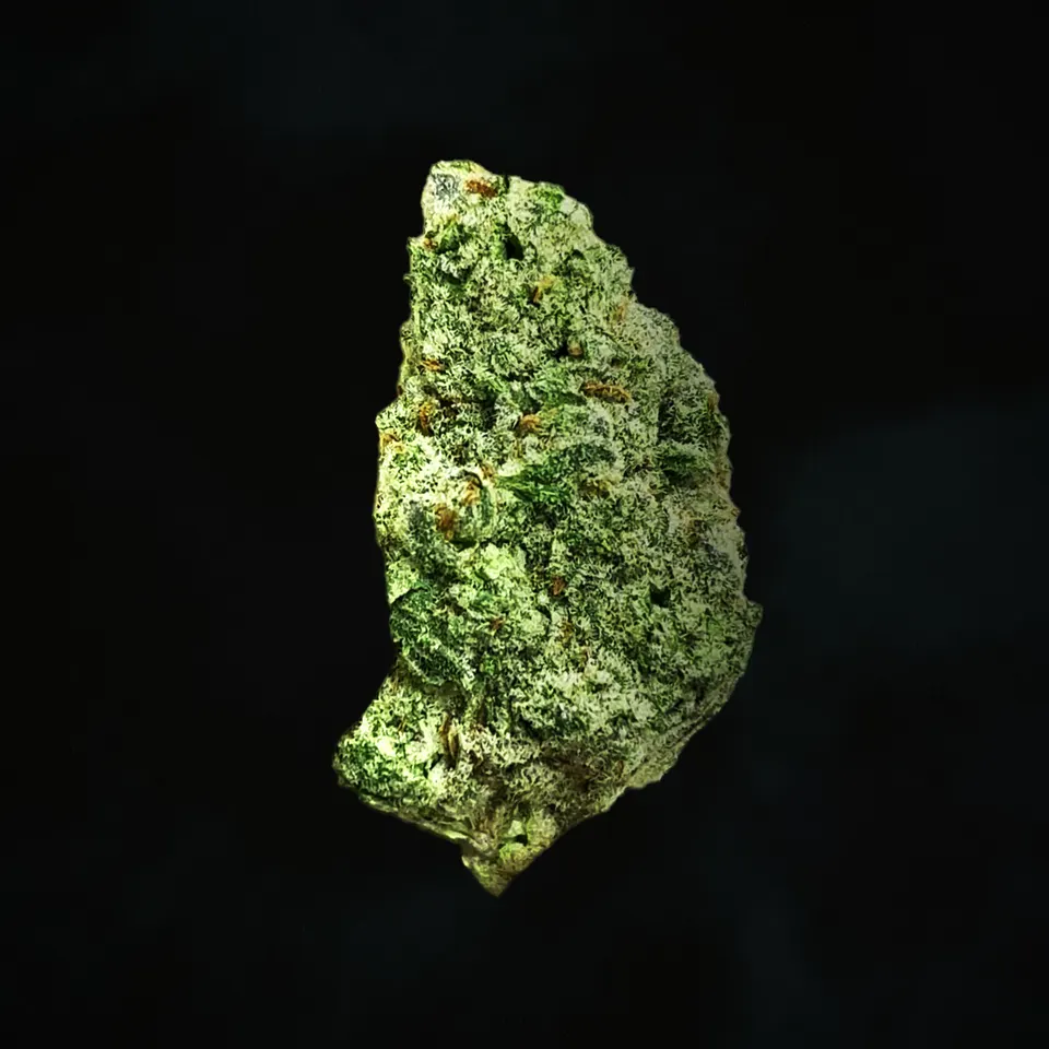Spash THCA flower, macro on black