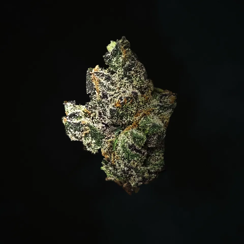 Warheadz THCA flower, macro on black